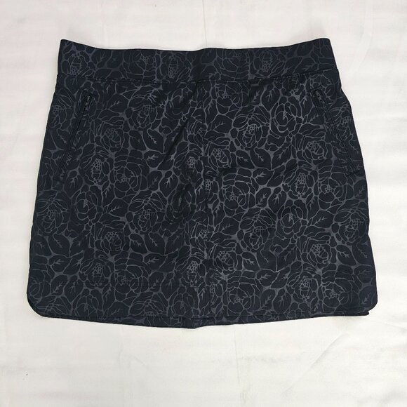 ORVIS Black Rose Embossed Print Mesh Inner Shorts Pull-On Travel Skort Size L - Picture 5 of 15